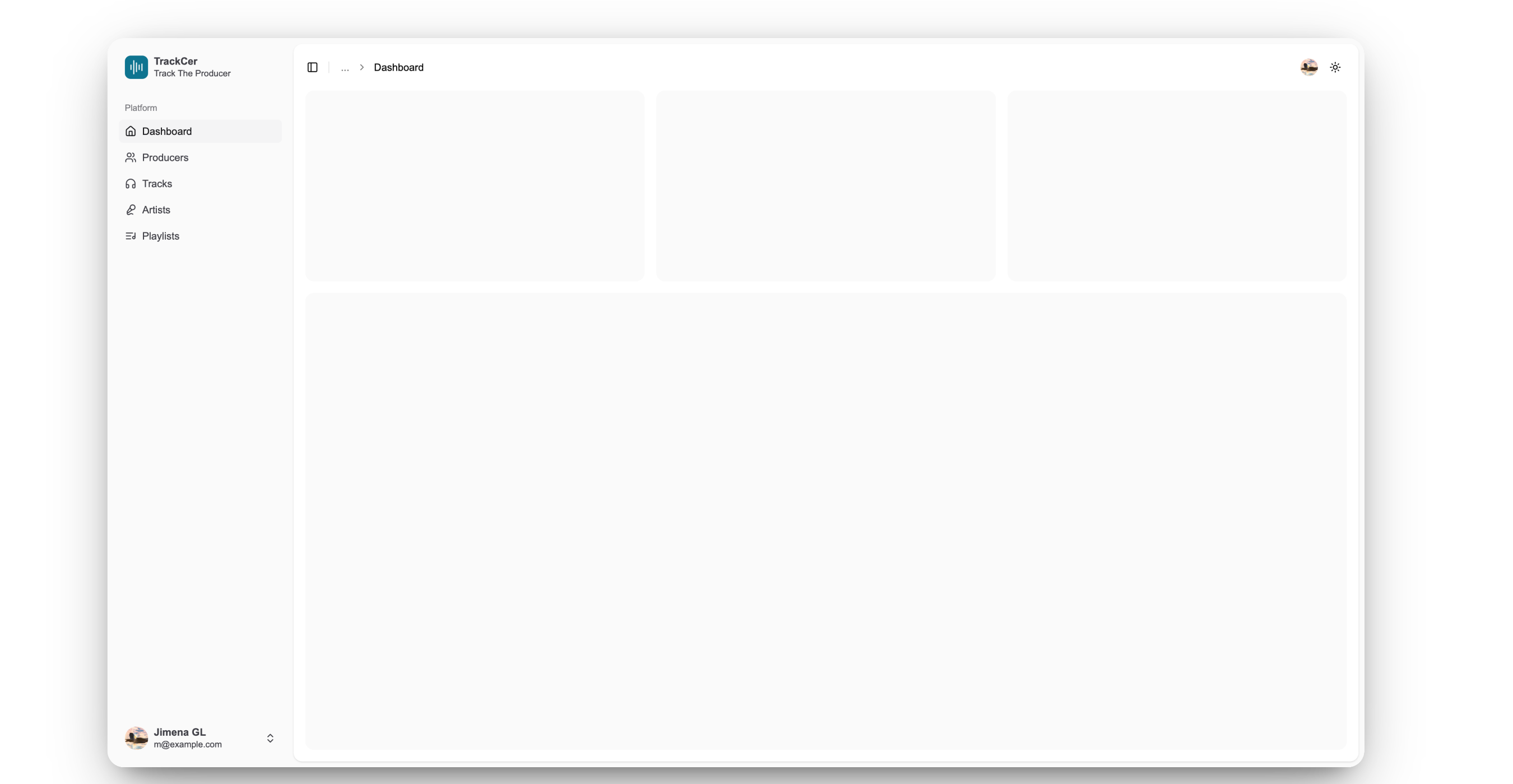TrackCer dashboard in light mode
